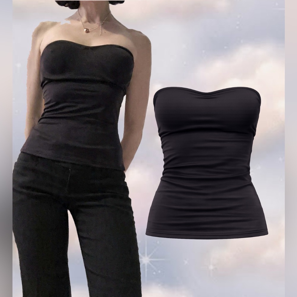 🖤 Black Strapless Peplum tube Top